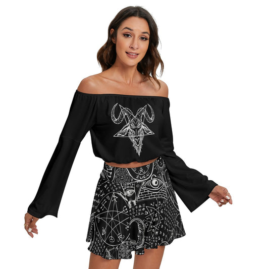 Dark Alchemy Off-shoulder Top And Skirt Set