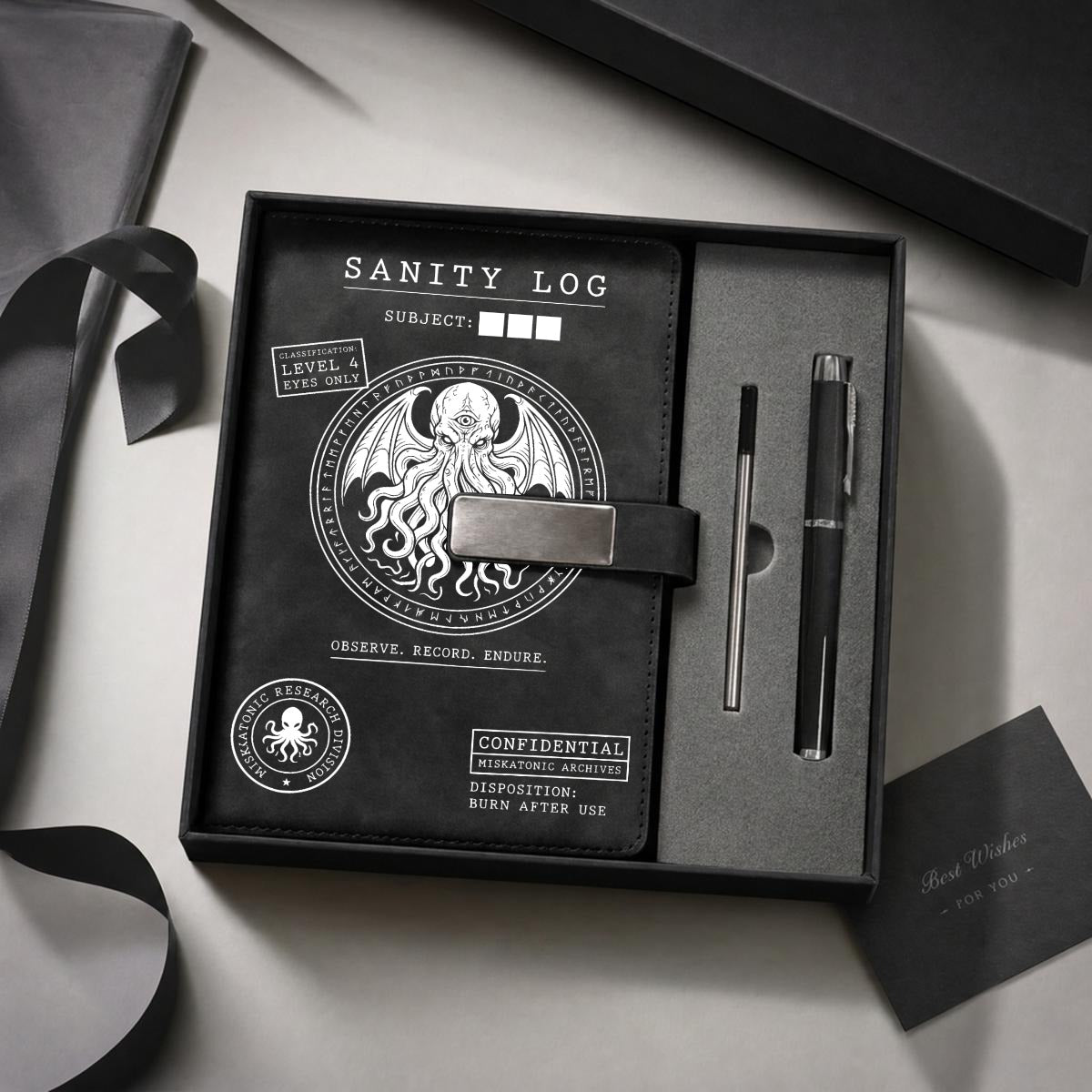 Cthulhu Sanity Log Notebook Gift Set with Metal Pen