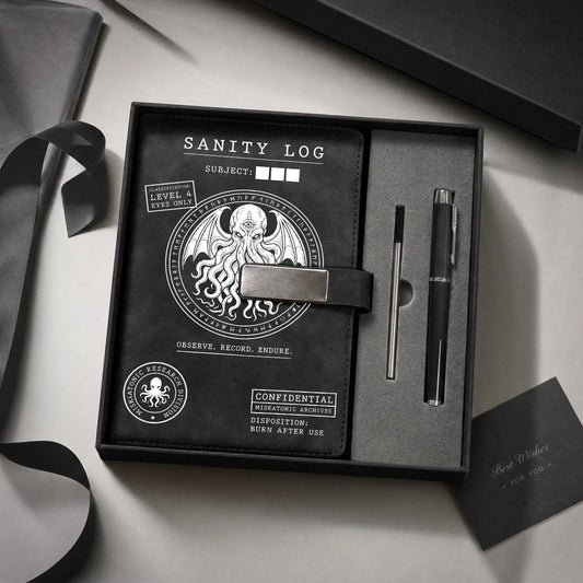Cthulhu Sanity Log Notebook Gift Set with Metal Pen