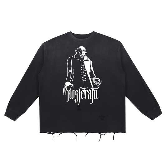 Nosferatu - Snow Wash Raw Edge Cotton T-Shirt