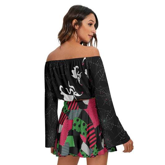 Zero Nightmares Off-shoulder Top And Skirt Set