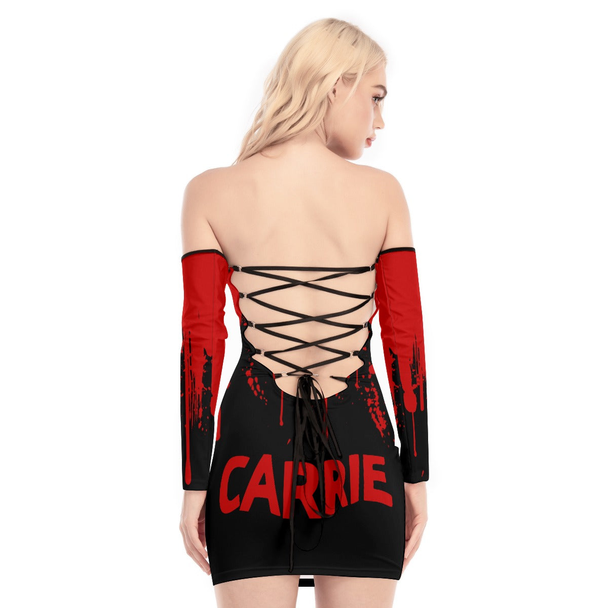 Carrie White Back Lace-up Dress