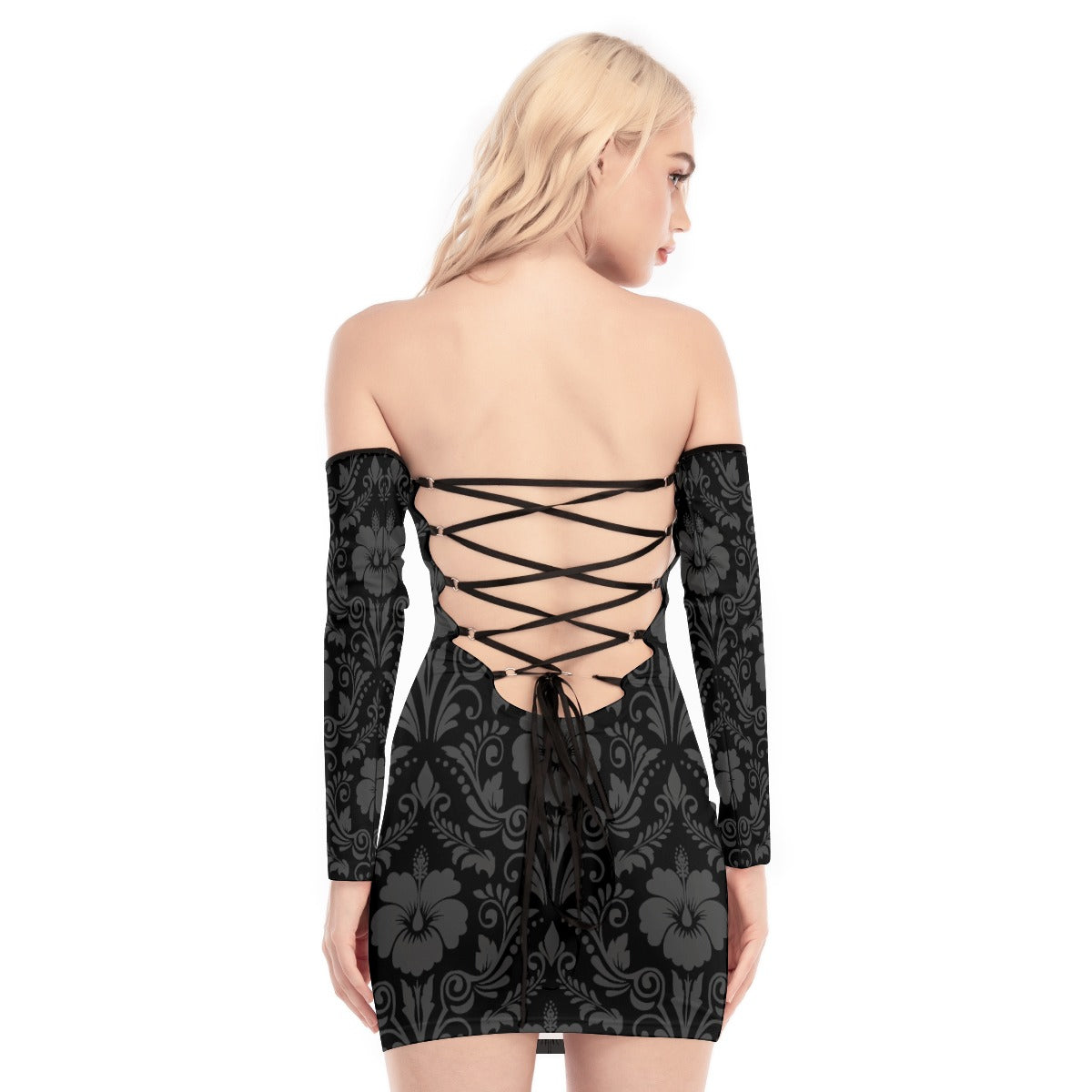 Gothic Flowers Back Lace-up Dress