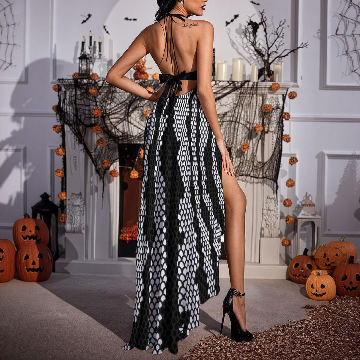 Twin Serpents Mesh Lace Evening Dress