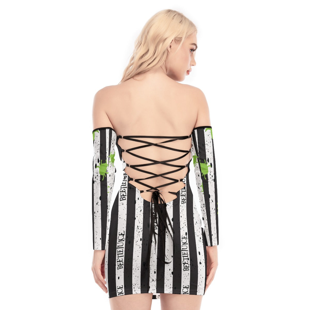 Beetlejuice, Beetlejuice, Beetlejuice (white) Back Lace-up Dress