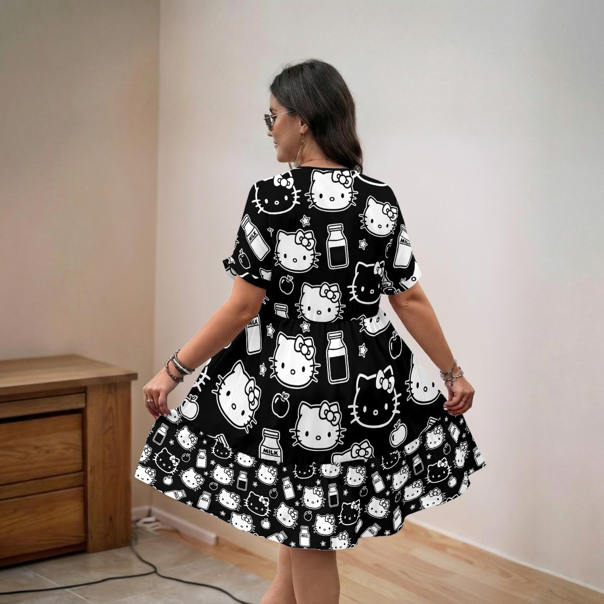 Kitty Galore V-Neck Short Sleeve Dress