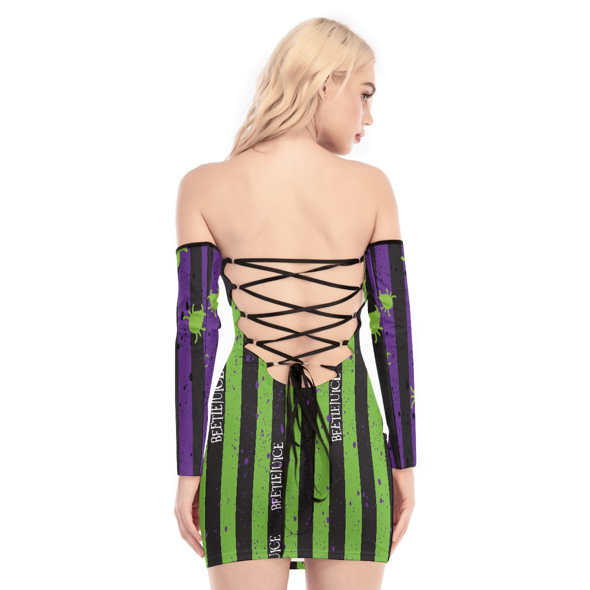 Beetlejuice, Beetlejuice, Beetlejuice (purple) Lace-up Dress