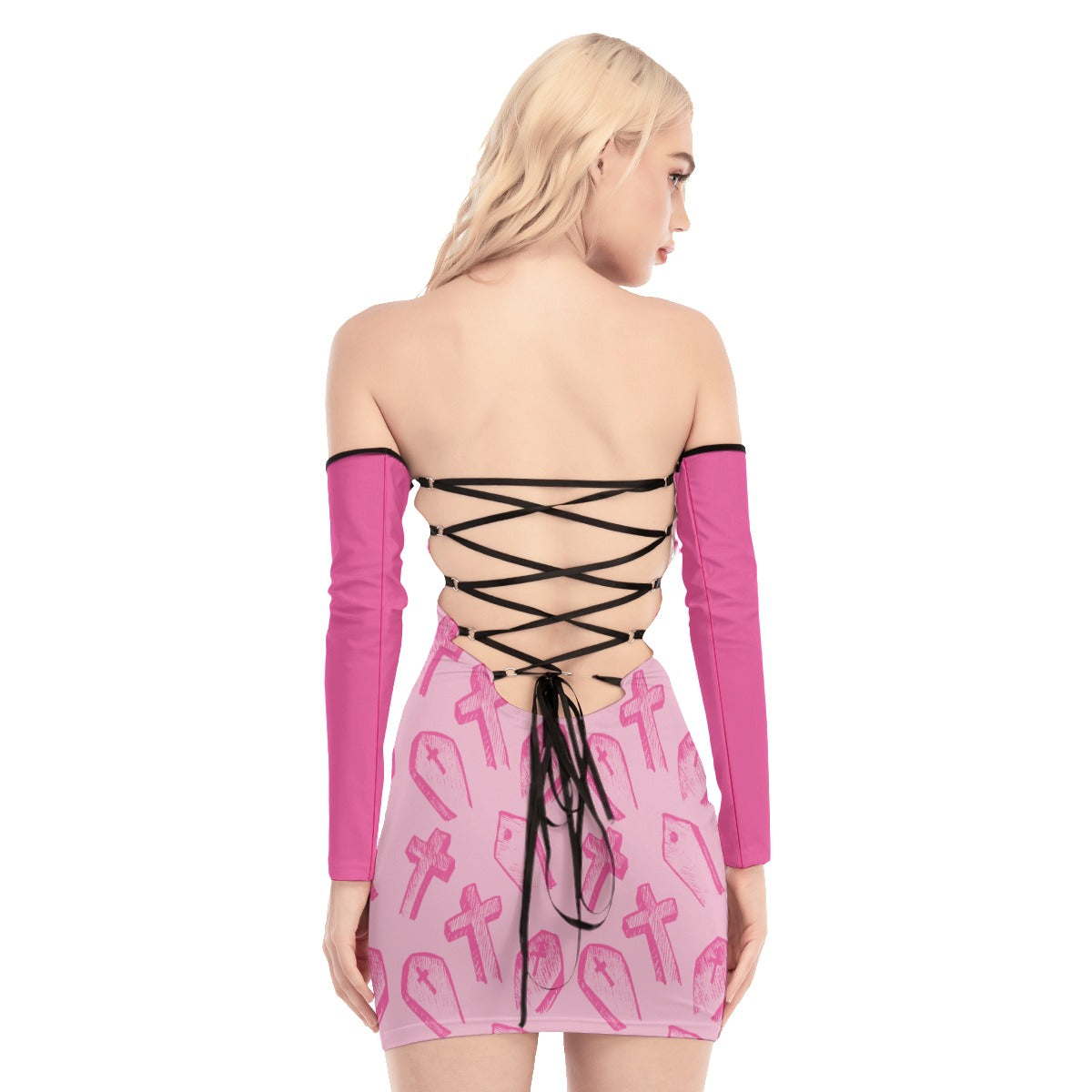 Dead Pink Back Lace-up Dress