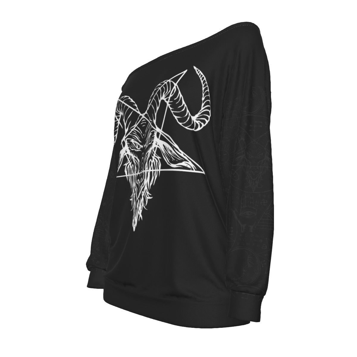 Baphomet Oversized Off-Shoulder Sweatshirt