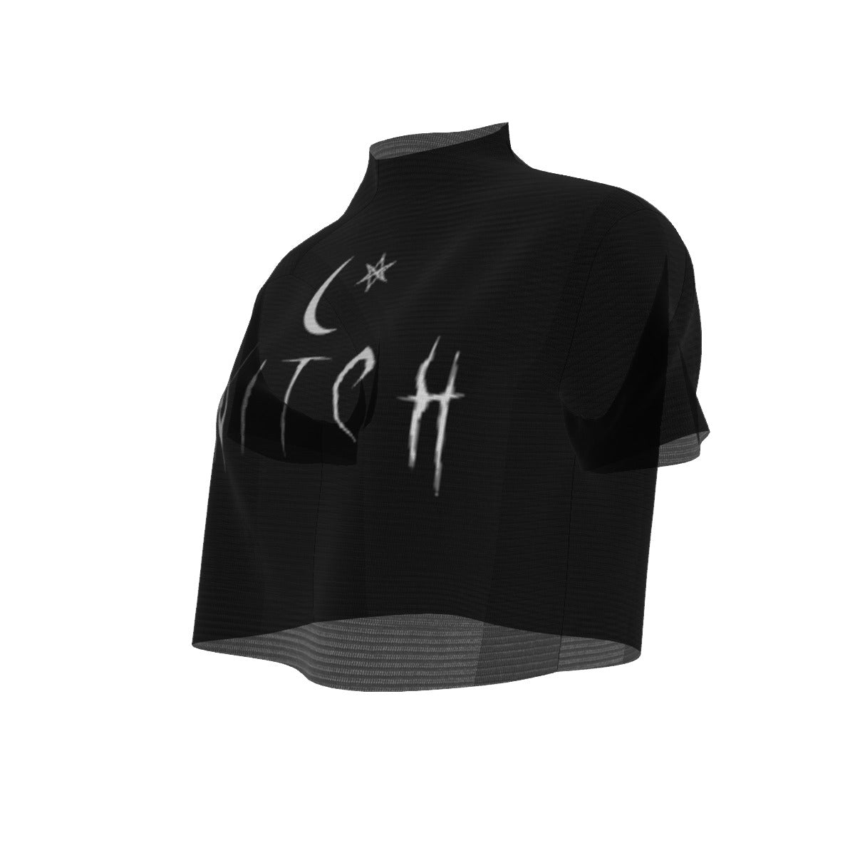 Witch Short Sleeves Mesh Crop Top