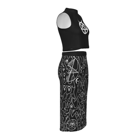 Solve Coagula Split High Skirt Set