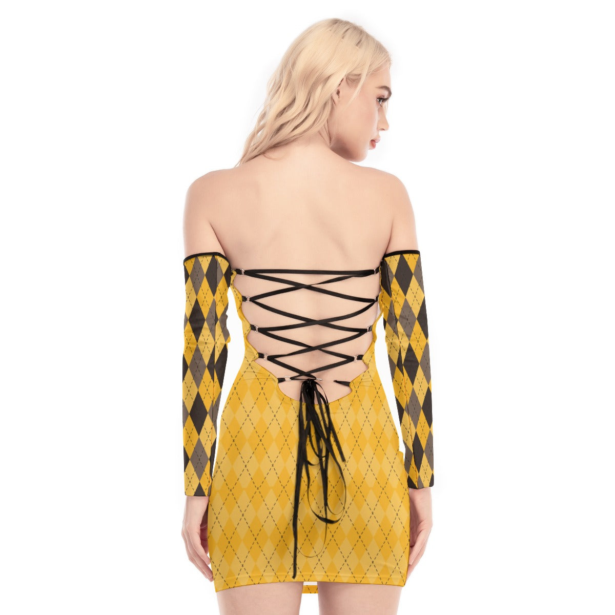 Hufflepuff Back Lace-up Dress