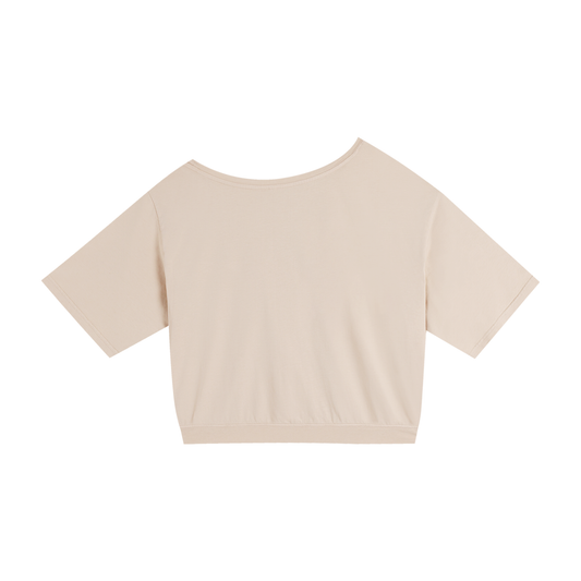 Call Me Asymmetric Shoulder Oversized Cotton T-Shirt