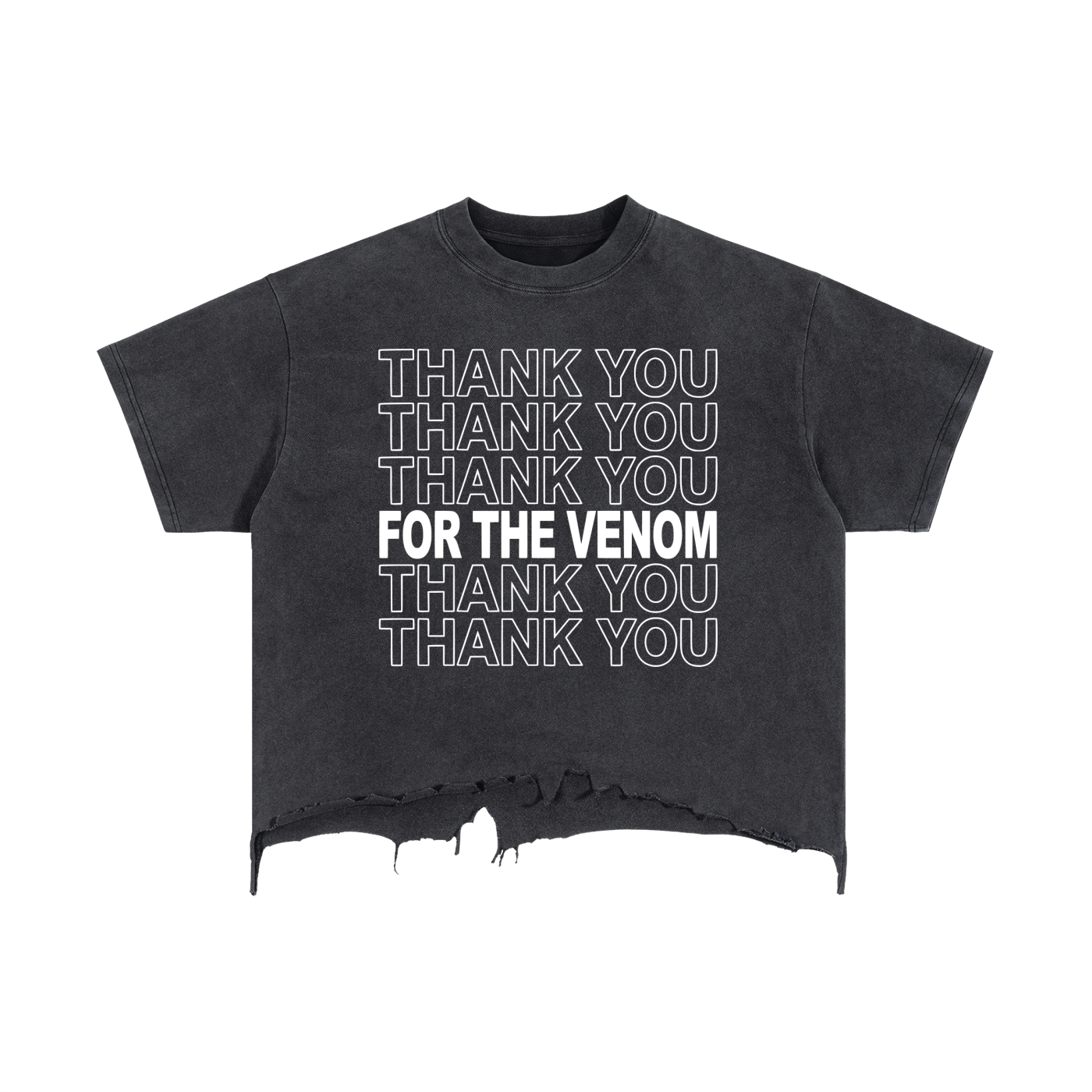 Thank You for the Venom Vintage Wash Boxy Distressed Hem T-Shirt