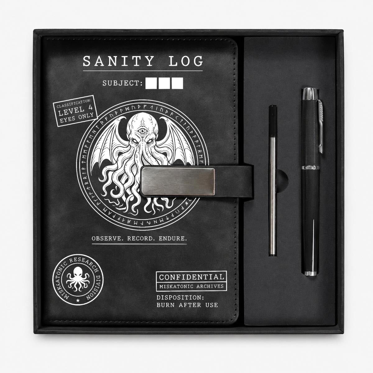 Cthulhu Sanity Log Notebook Gift Set with Metal Pen