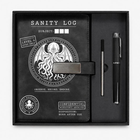 Cthulhu Sanity Log Notebook Gift Set with Metal Pen