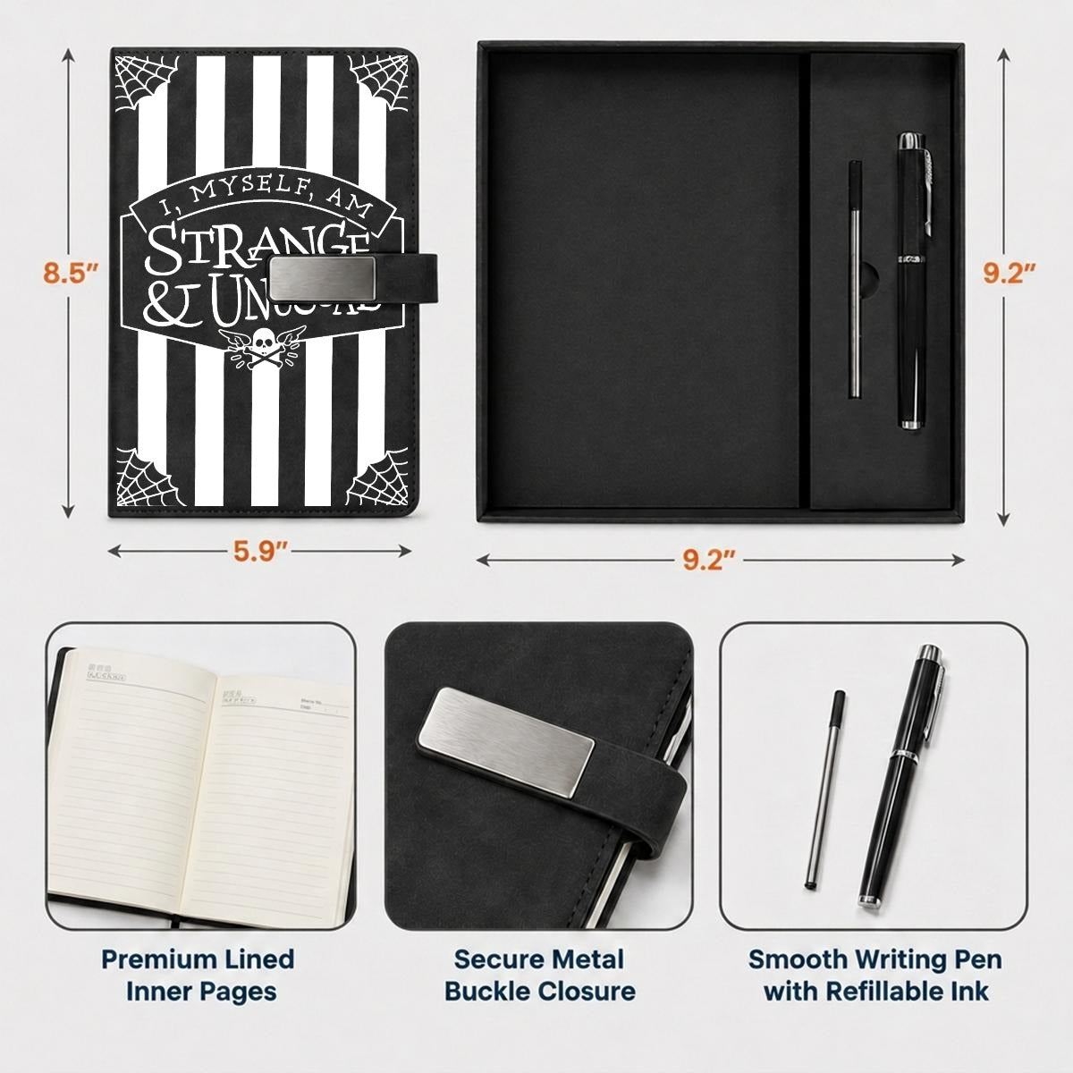 Strange & Unusual Notebook Gift Set with Metal Pen