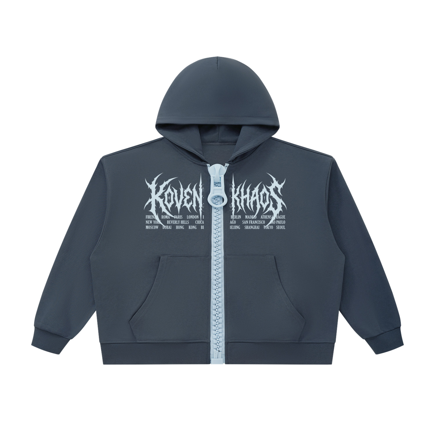 KovenKhaos Unisex Oversized Chunky-Zip Boxy Hoodie