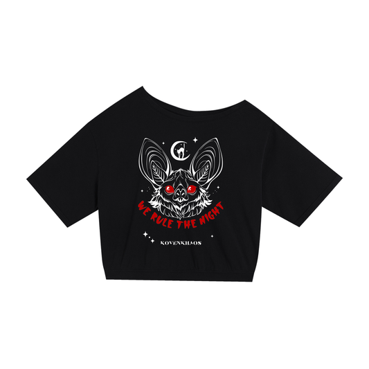 We Rule the Night Asymmetric Shoulder Oversized Cotton T-Shirt