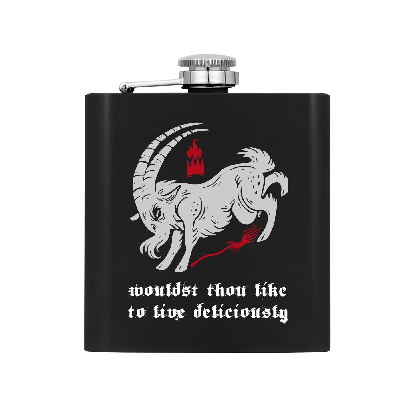 Live Deliciously 7oz Black Stainless Steel Flask Set