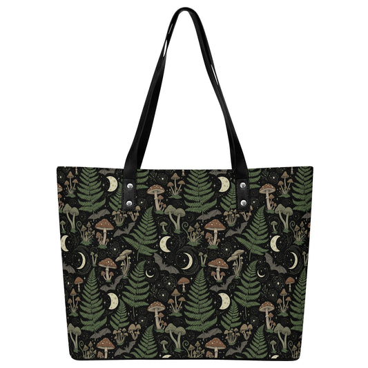 Fern Gully Leather Tote Bag with Back Zipper Pocket