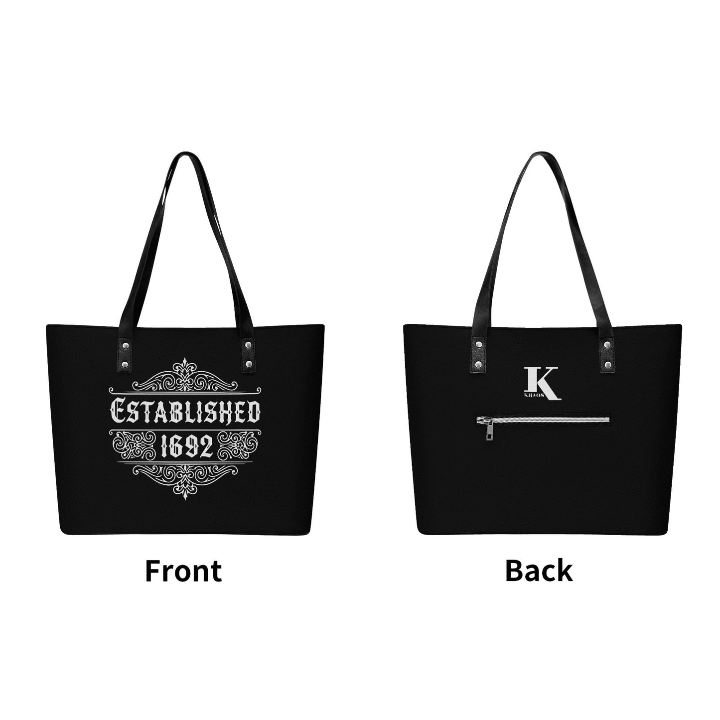 1962 Leather Tote Bag with Back Zipper Pocket