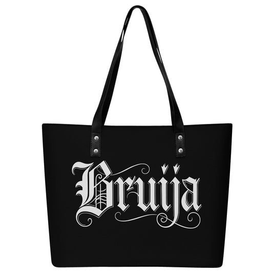 Bruija Leather Tote Bag with Back Zipper Pocket
