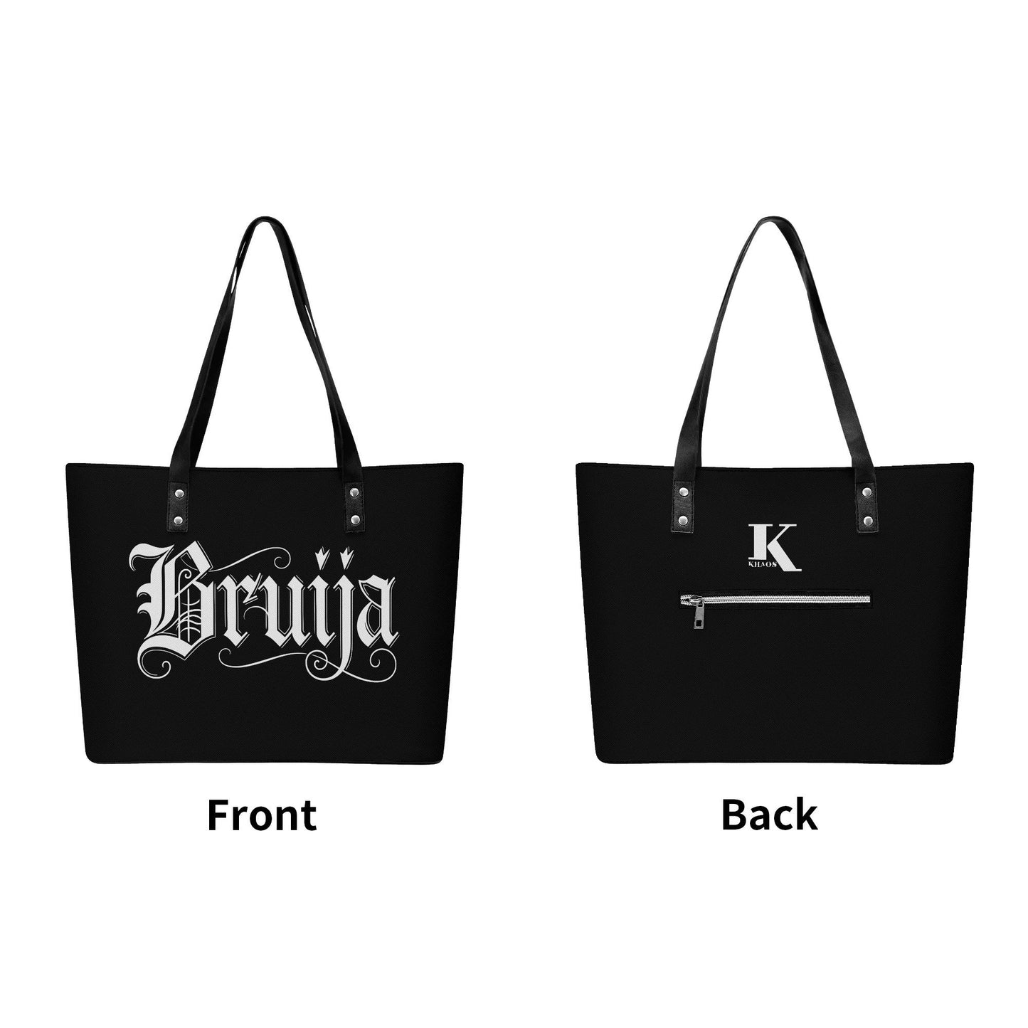 Bruija Leather Tote Bag with Back Zipper Pocket