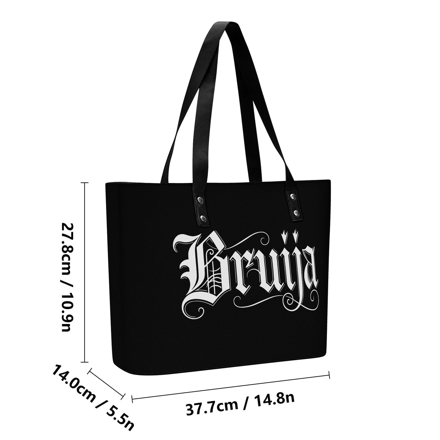 Bruija Leather Tote Bag with Back Zipper Pocket