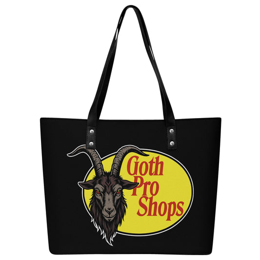 Goth Pro Leather Tote Bag with Back Zipper Pocket