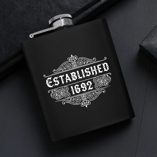 1692 7oz Black Stainless Steel Flask Set