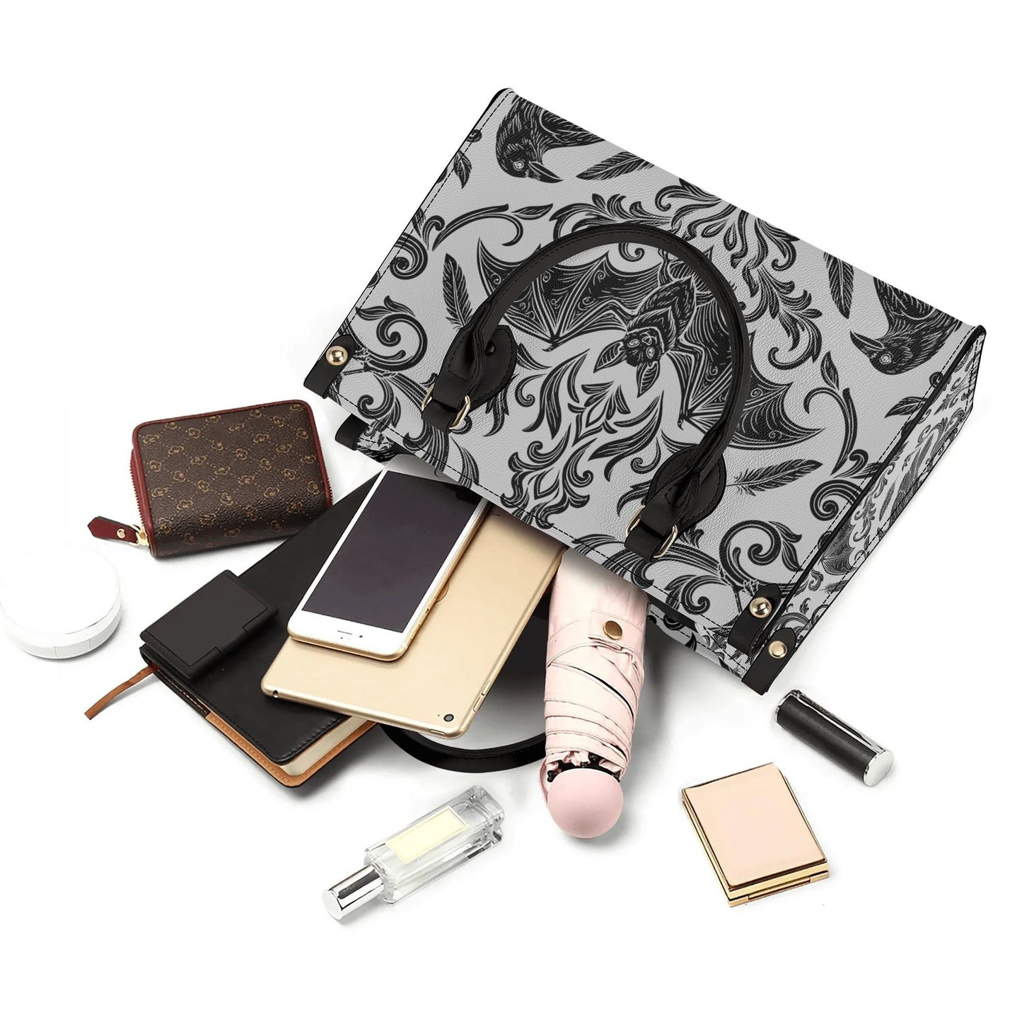 Damask Bat Leather HandBag