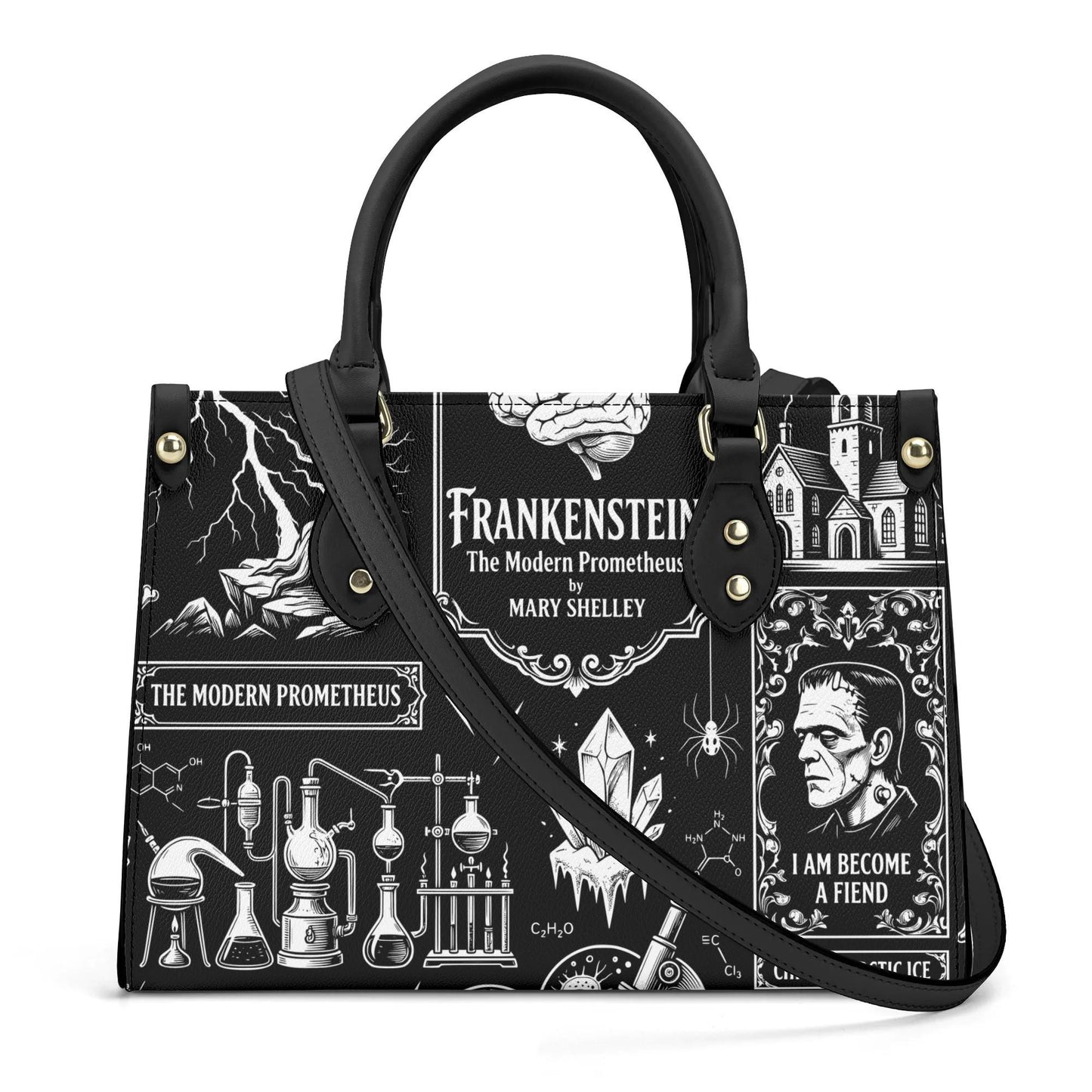 The Modern Prometheus - Bride of Frankenstein Leather HandBag