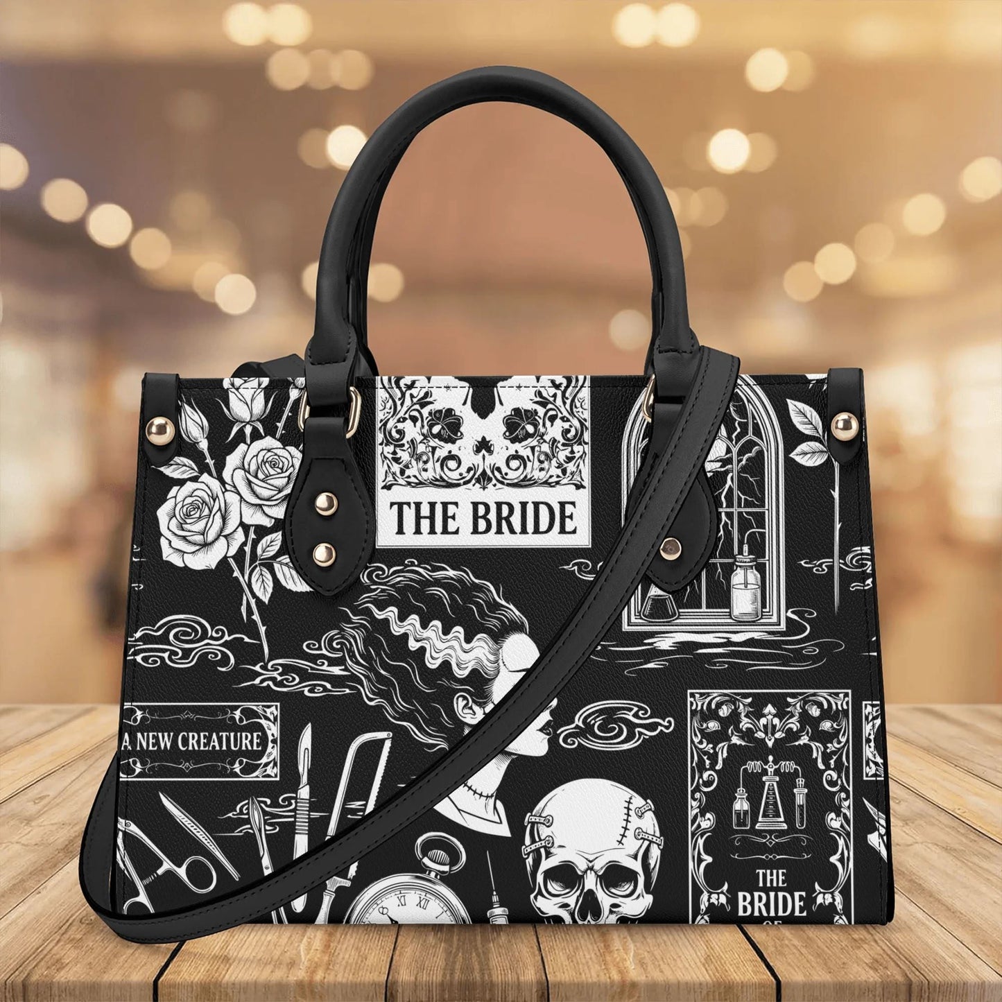 The Modern Prometheus - Bride of Frankenstein Leather HandBag