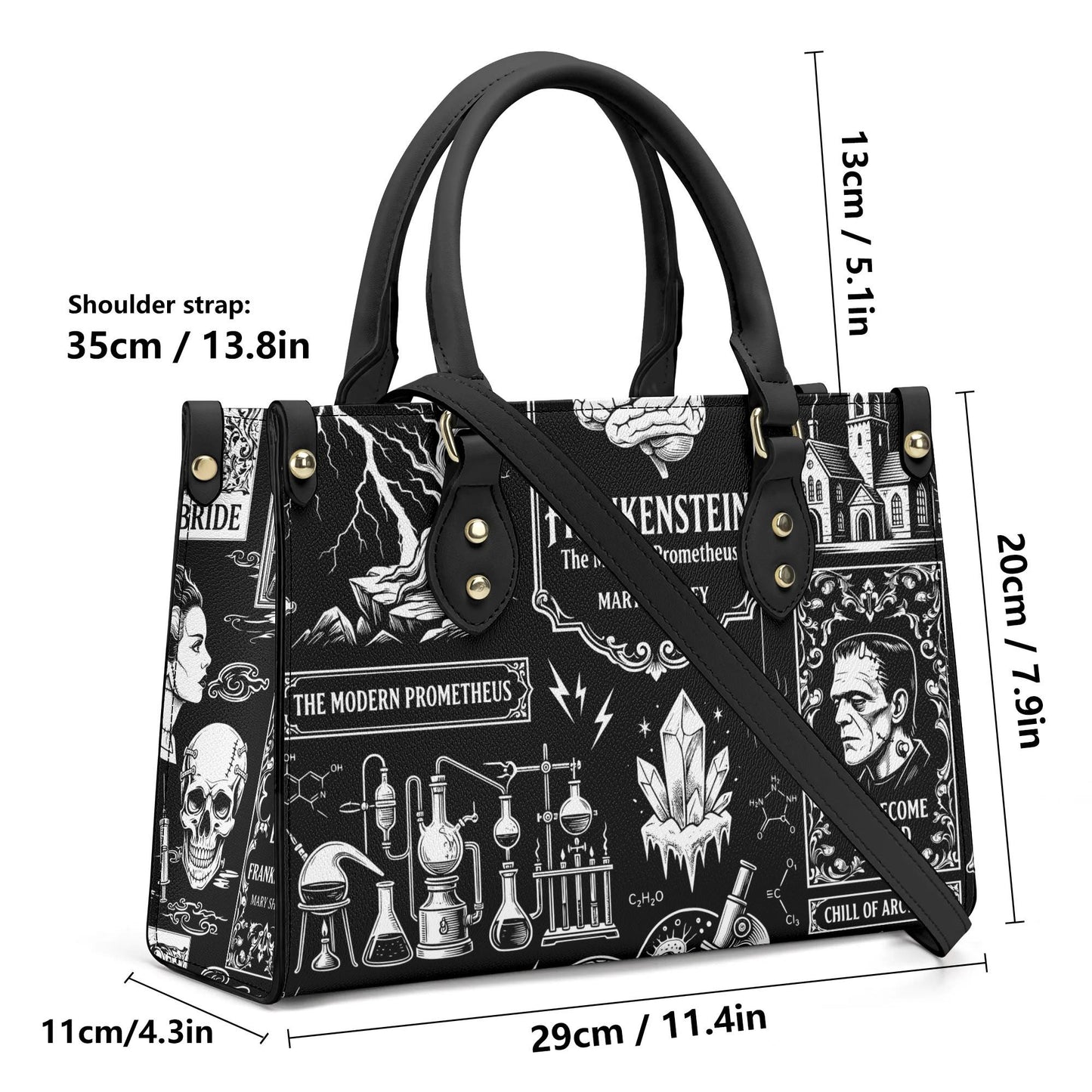 The Modern Prometheus - Bride of Frankenstein Leather HandBag