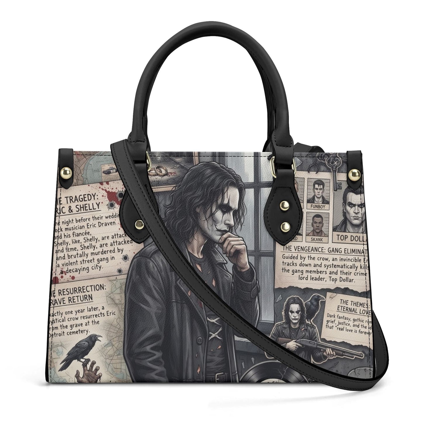 The Crow Print Leather HandBag