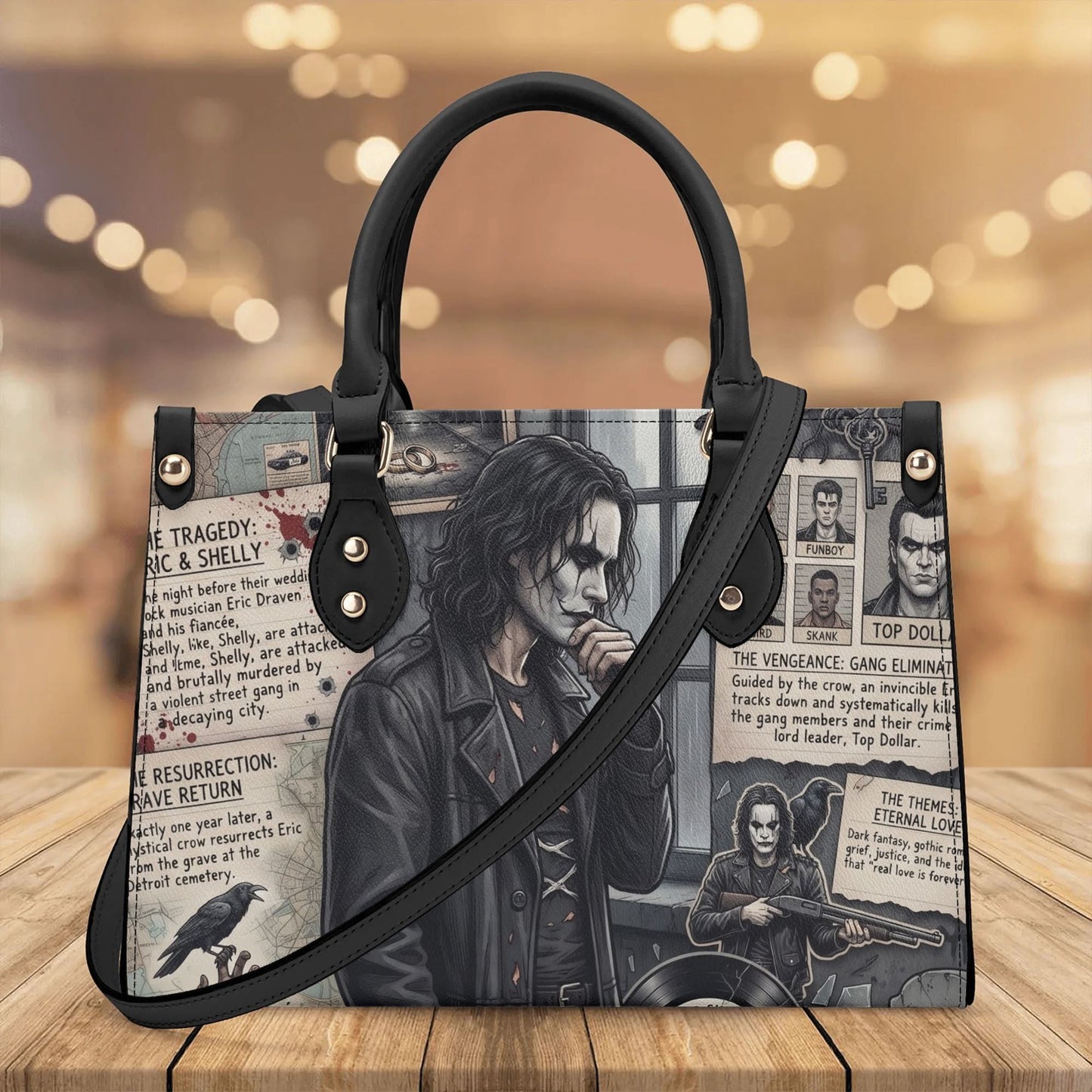 The Crow Print Leather HandBag