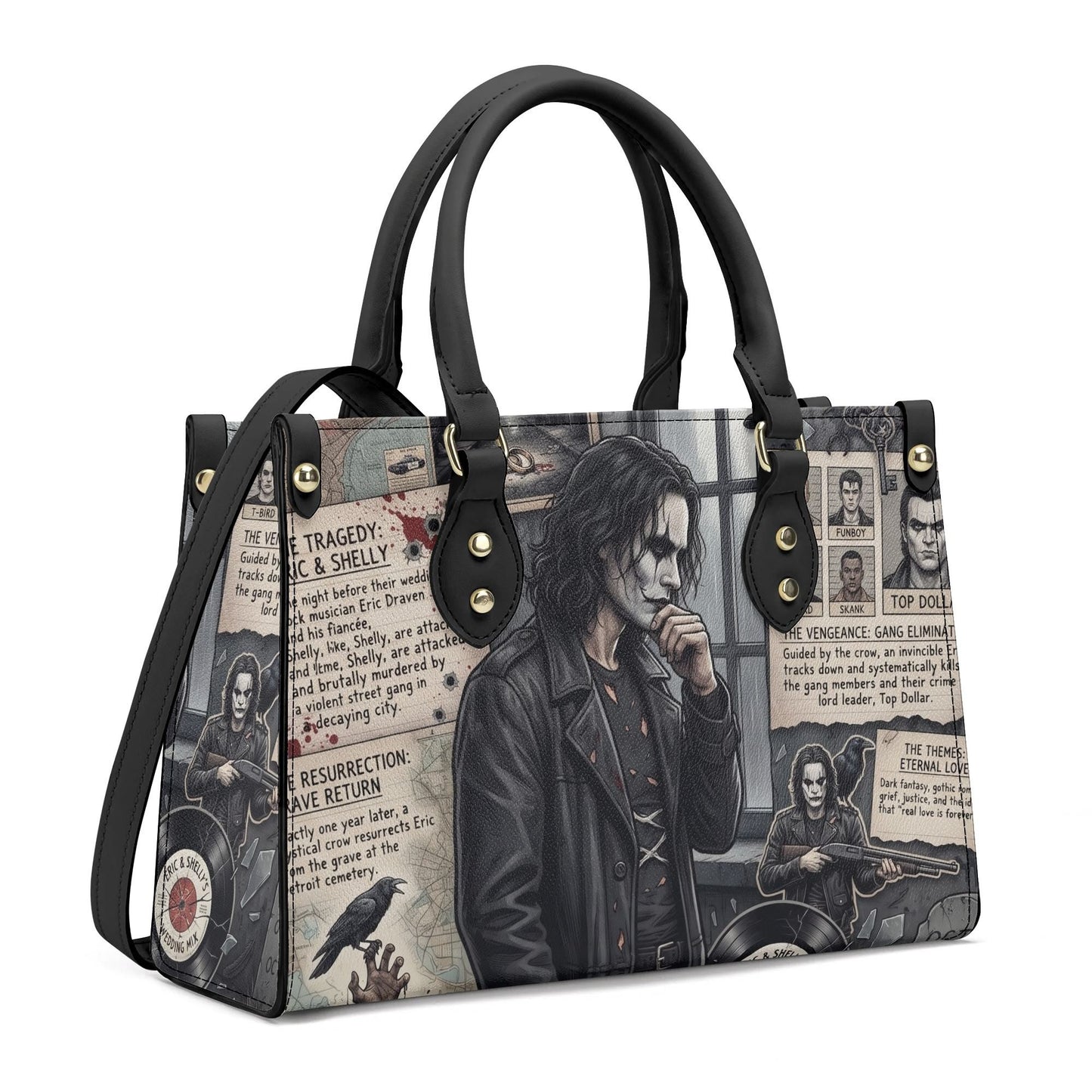 The Crow Print Leather HandBag