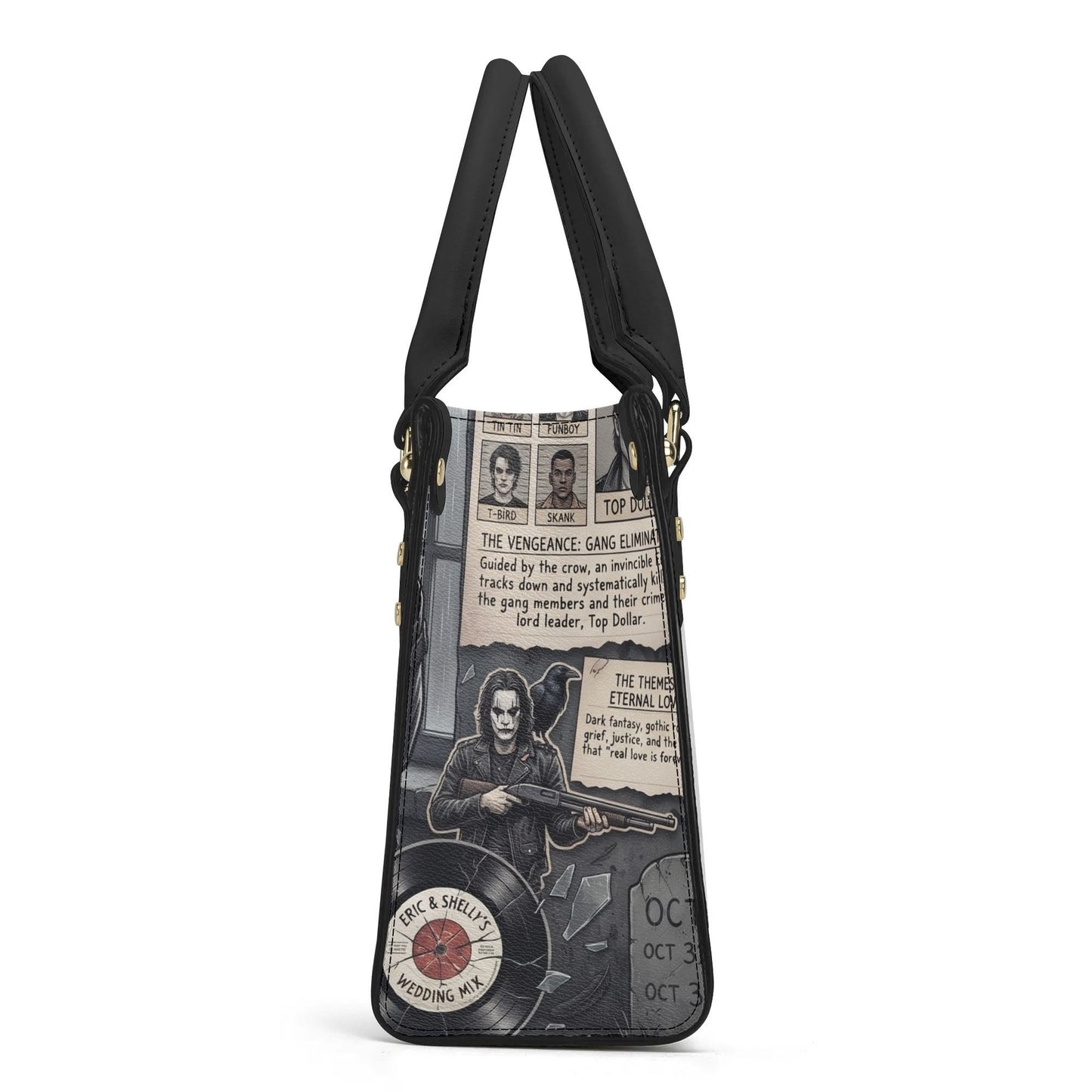 The Crow Print Leather HandBag