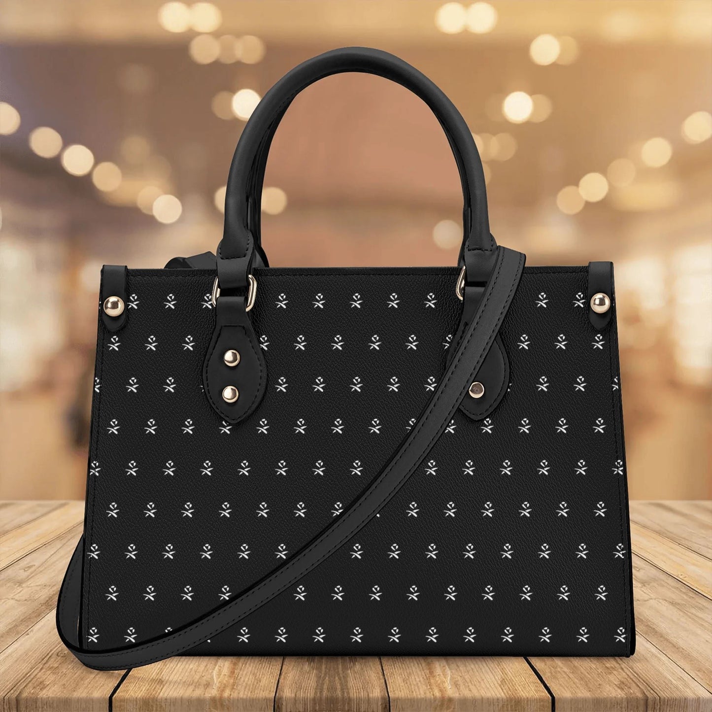 Wednesday | Dahlia Flower Leather Handbag with Shoulder Strap