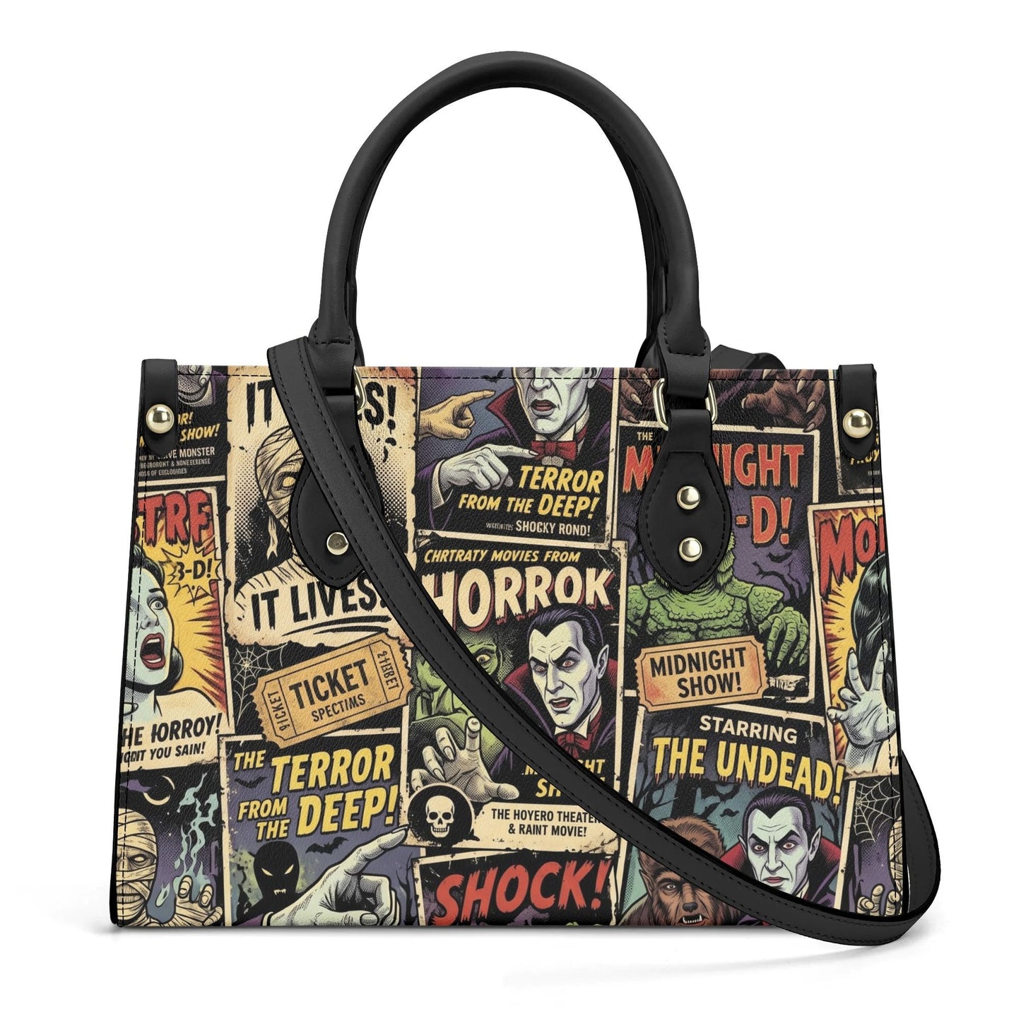 Horror Montage | Monsters Leather Handbag