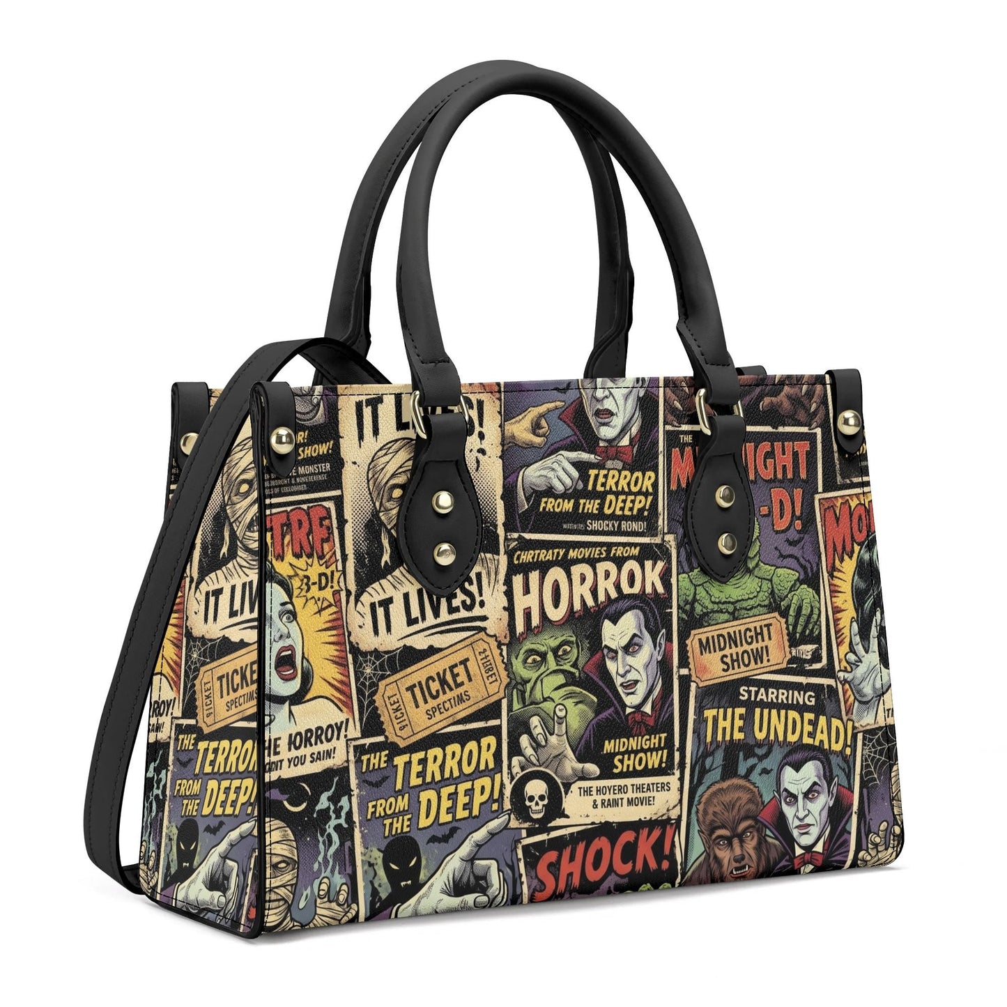 Horror Montage | Monsters Leather Handbag
