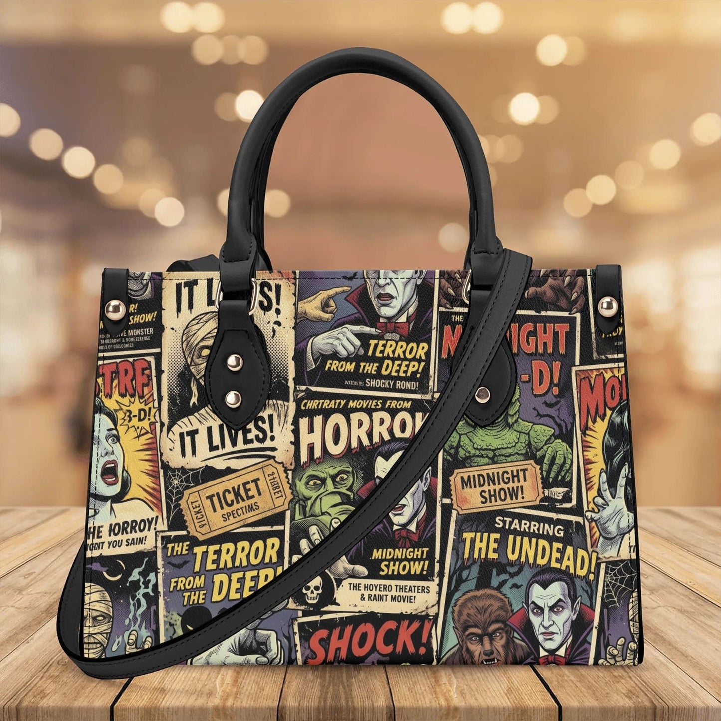 Horror Montage | Monsters Leather Handbag