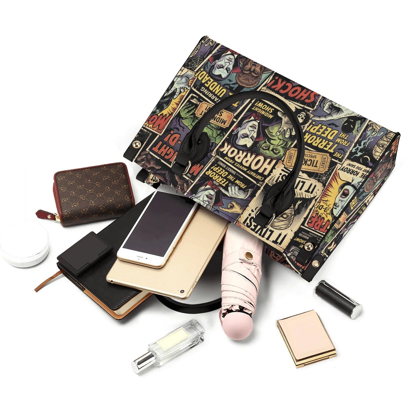 Horror Montage | Monsters Leather Handbag