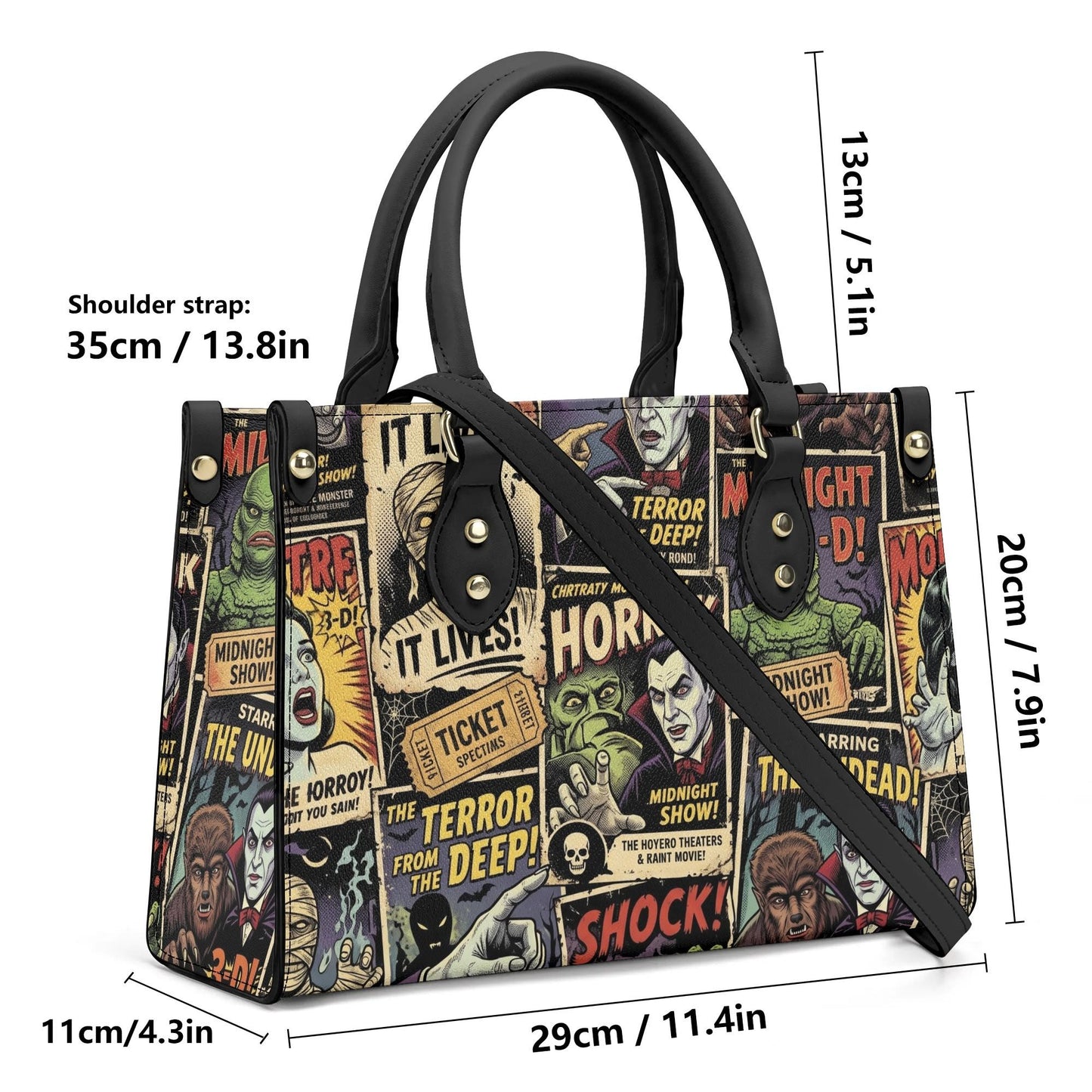 Horror Montage | Monsters Leather Handbag