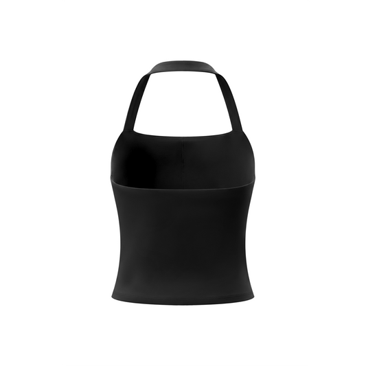 Neo-Noir Halter Crop Sports Bra