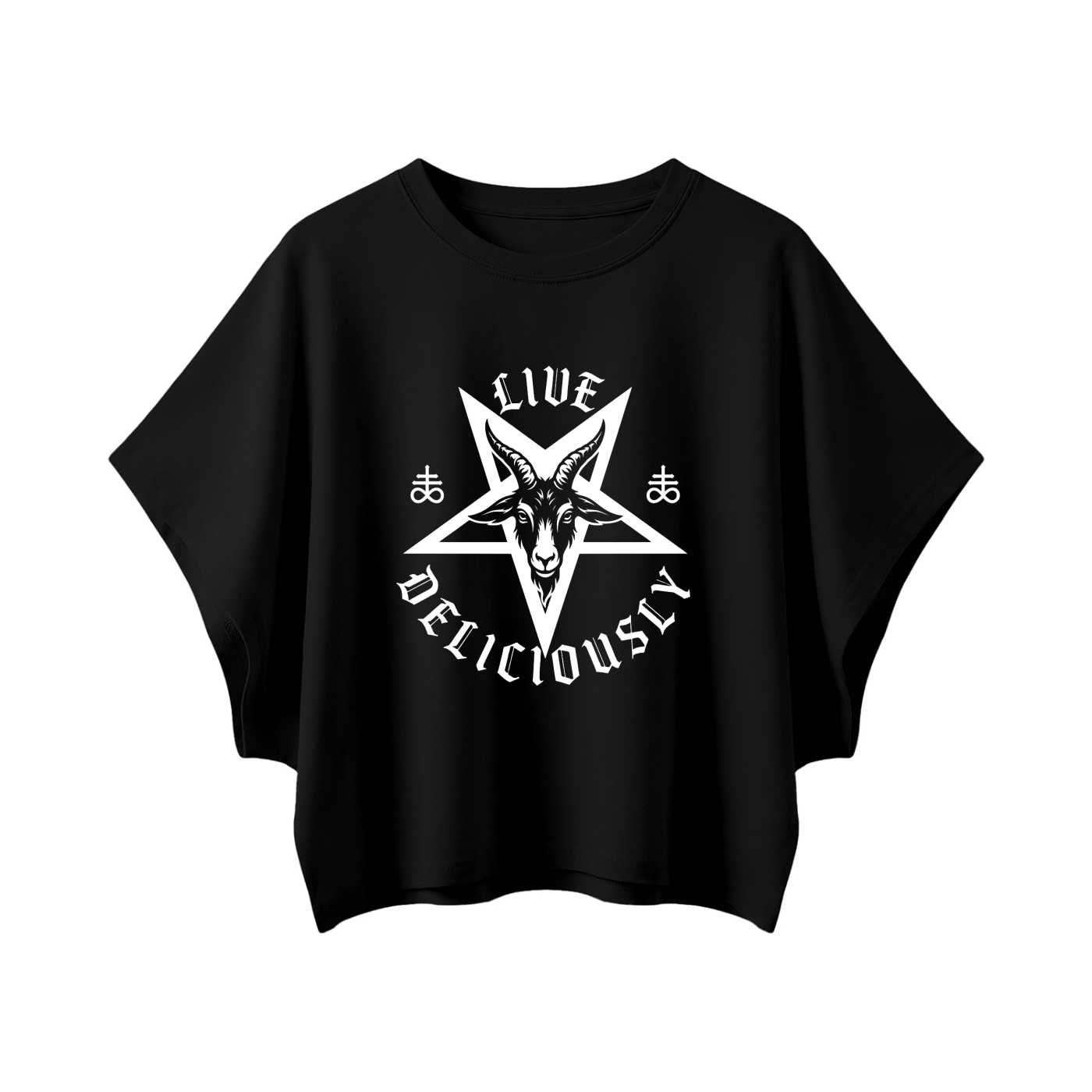 Live Delicously Cropped Dolman T-Shirt