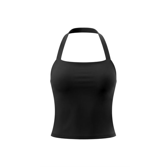 Neo-Noir Halter Crop Sports Bra