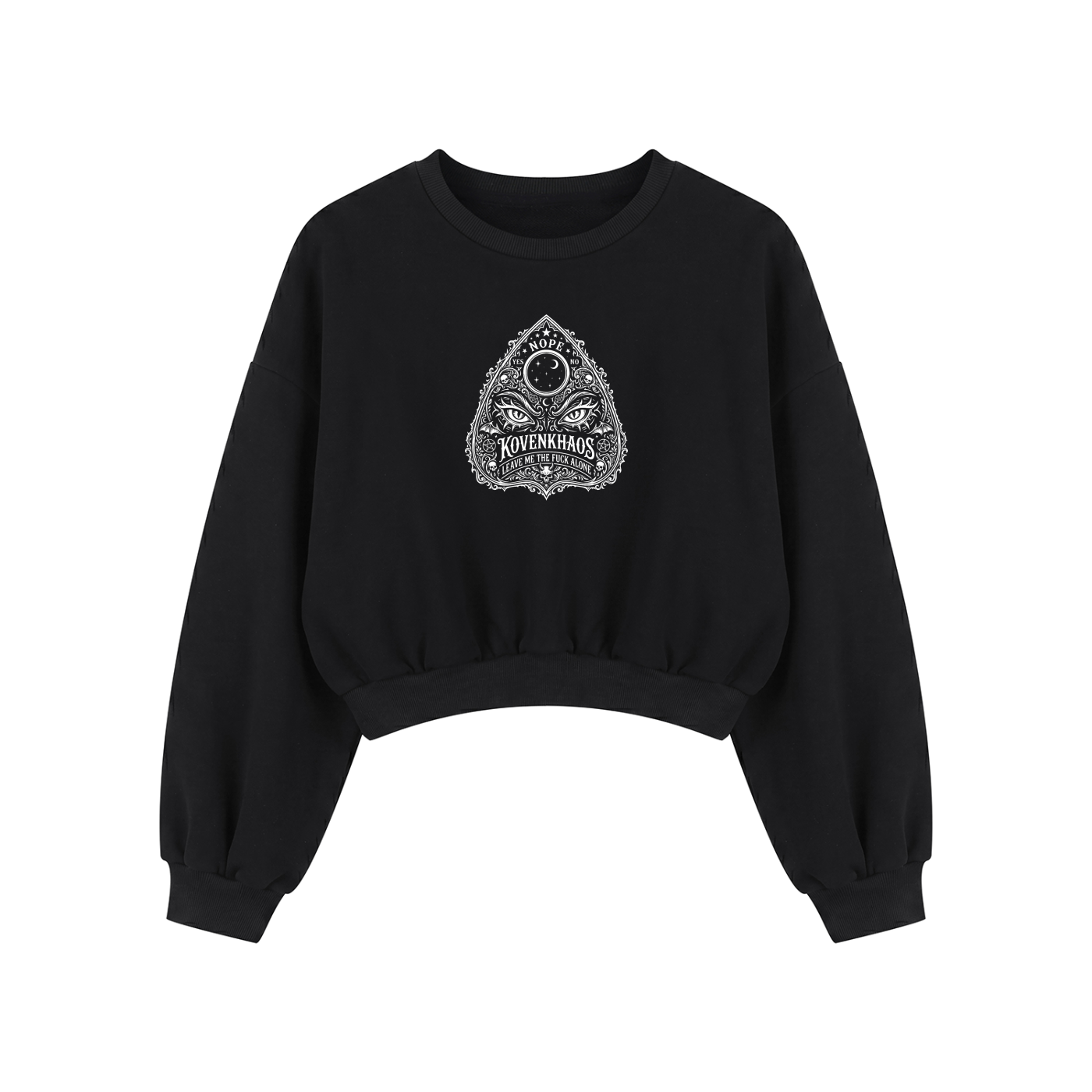 Nope: Leave Me Alone Planchette Boxy Cropped Crewneck Sweatshirt