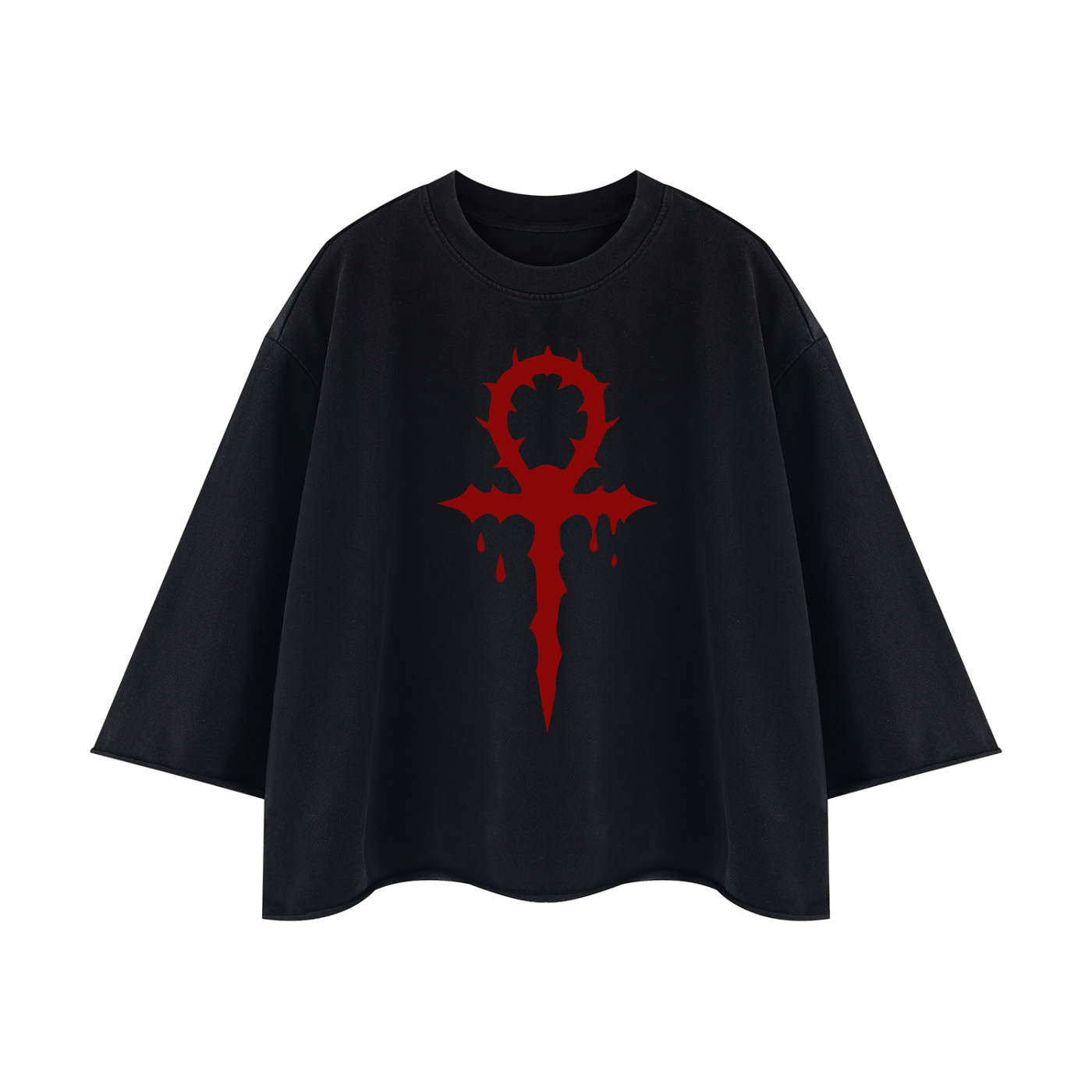 Bloody Mary Ankh Unisex Mineral Wash Raw Hem Boxy Shirt